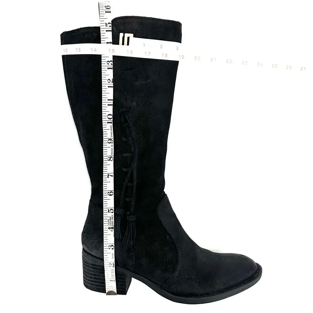 Born Women Mid-Calf Riding/Western Boot Size 9M Black Leather Knee-High Bootie